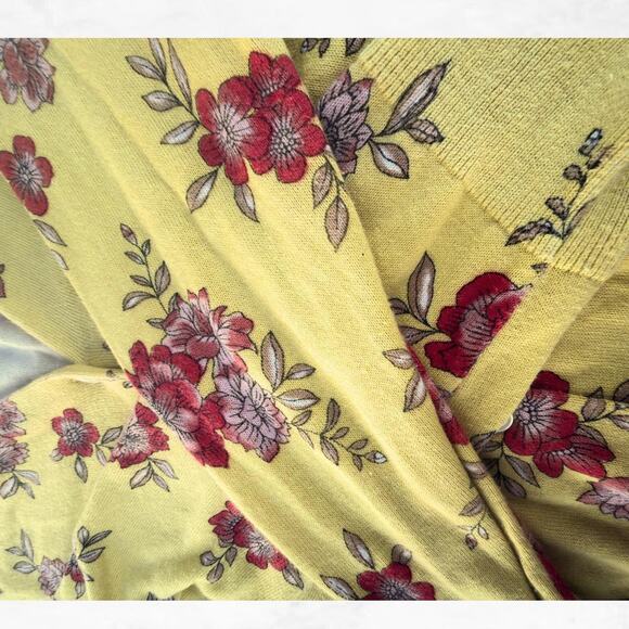 LAND'S END Yellow Cardigan with floral accents - Picture 5 of 5